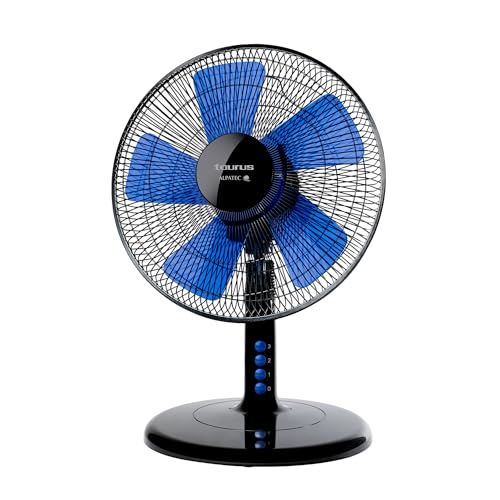 Taurus Boreal 12 Elegance- Ventilador de mesa portátil, ventilador sobremesa Negro/azul, Sistema...