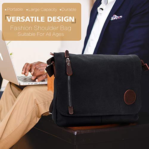 CHEREEKI Schoudertas Heren, Canvas Messenger Bag met Veel Zakken, Rits en Brede Band, Canvas Tas voor Werk, School, Reizen en Dagelijks Gebruik (Geschikt voor 13,3-inches Laptop) - Image 7