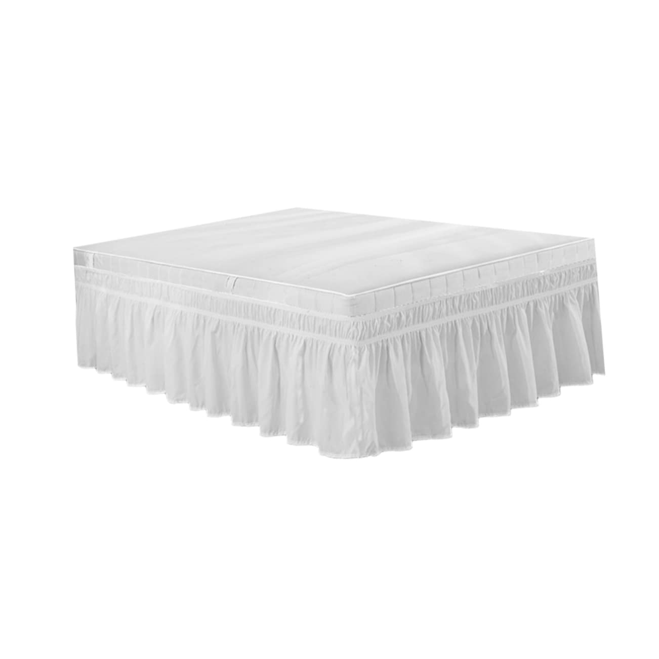 Falda de cama plisada blanca Mikinona volantes elásticos cubrecama poliéster