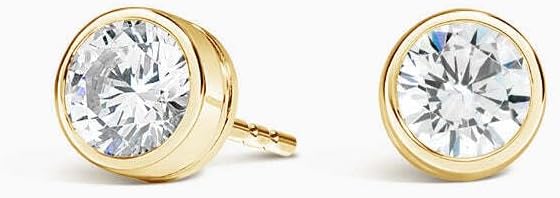 The Diamond Channel Certified LAB GROWN Bezel-Set Diamond Stud Earrings for Women in 14 Karat Gold, F-G Color/VS1-VS2 Clarity