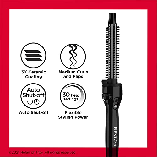 Revlon Perfect Heat Triple Ceramic Curling Brush Iron | for Silky Smooth Wave Curls (3/4 in)
