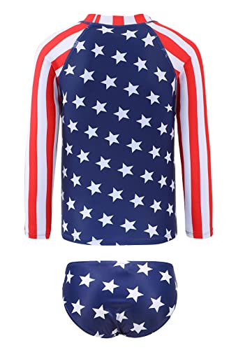 Image of HowJoJo Girls Two Piece Swimsuits Long Sleeve Rash Guard Set Kids Bathing Suits UPF 50+
