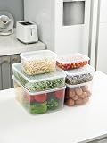 Cetomo 10L*4 Gefrierbehälter, Frischhaltedose, Vorratsdosen mit Deckel, Behälter Gefrierschrank fur Kühlschrank, Gefriergeeignet, Mikrowellengeeignet, BPA-freier Kunststoff, Klar, 10L-4er Set