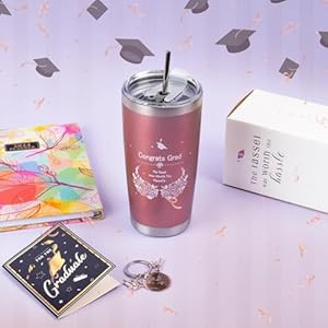 2025 graduation gift for her tumbler 20 oz rose gold wine tumbler cup with lidstrawbrush keychain and card set with gift box for nursing high school college female graduates  urban country home decor