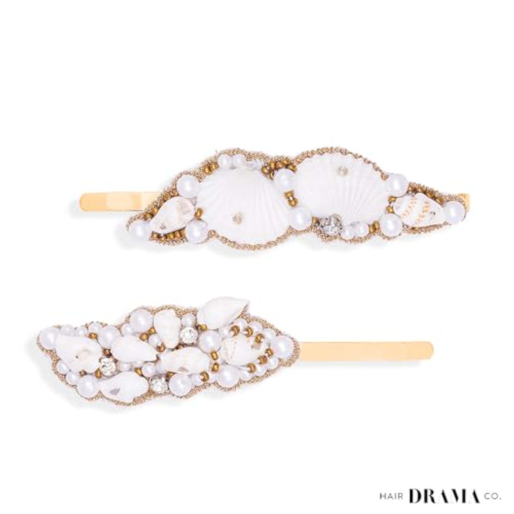 Embellished Shell & Pearls Hair Pins, Stylish Accessories