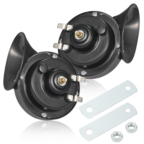 CZC AUTO 2PCS 110DB Super Loud Dual-Tone Electric Snail Horn, 12V Waterproof Car Horn Kit, Suitable for Trucks, Cars, Motorcycles, Bikes, Boats