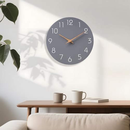 Image of Mosewa Large Wall Clock 16 Inch Gray Modern Silent Non Ticking Battery Operated Decorative for Bedroom Bathroom Living Room Kitchen Home Office Hotel