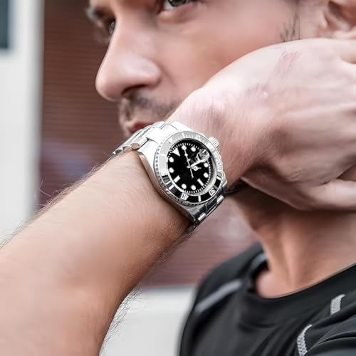 Image of AMERICANVIBER DRM009 Adjustable Free Size Lock Date Function Working Smooth Quality Analog Watch For Men Silver Stainless Steel Metal Bracelet Oyster Design