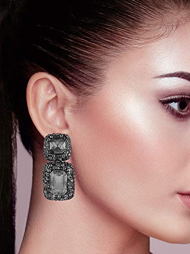 Crystal Drop Earrings for Women, Square Shaped Drop Earrings