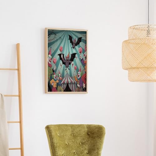 Pintura de diamantes redondos FekiLoot con diseño de payaso vampiro para adultos 6