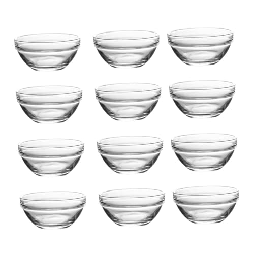 Mipcase 12 piezas Cuencos de Vidrio Apilables Resistente al Calor para Postres y Pudding Contenedores Versátiles para Almacenaje de Comida Hogar