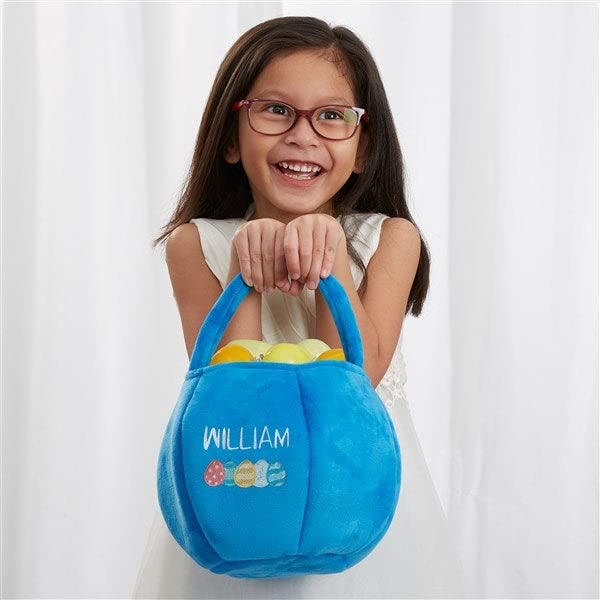 Miniatura 3 de Personalization Universe Egg Name Bordado Felpa Pascua Treat Bag - Azul