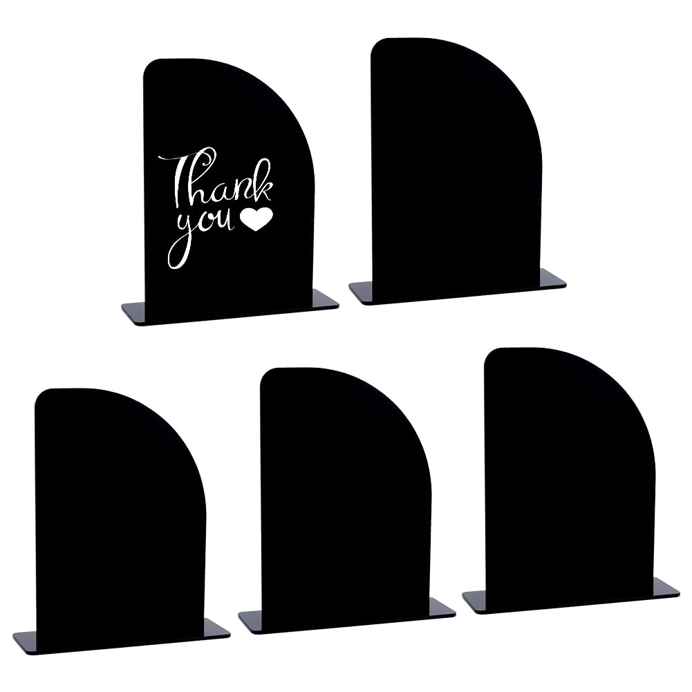 MAYJOYDIY 5 Set Schwarzes Acryl Halbbogenschild Mit Ständer Halbbogenschild Aus Acryl Blanko Und Sockel Tischkartenständer Für Tischnummern Bei Hochzeiten Beschilderung Geburtstagsfeiern Veranstaltung