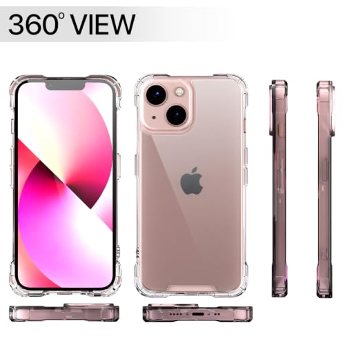 Image of Pikkme Back Cover for iPhone 13 Mini PC + TPU Clear Transparent Raised Edges Shockproof Protective Phone Bumper Case(Transparent)