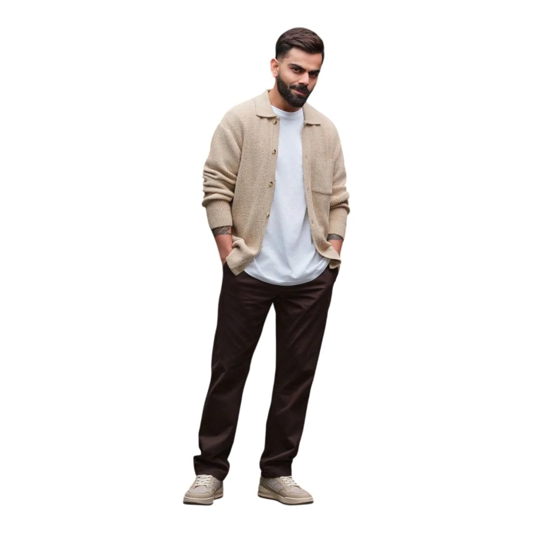 wrogn Men's Cotton Blend Trousers | Solid | Regular Fit-picture-29