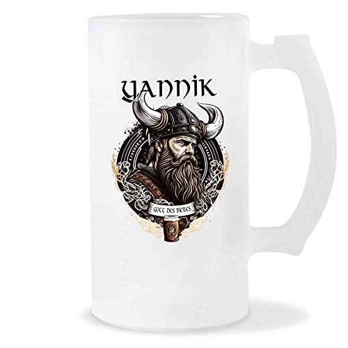 Planetee Bierkrug Yannik | Vorname Viking Bierglas mit Spruch lustig Pint Geschenkidee zum Geburtstag