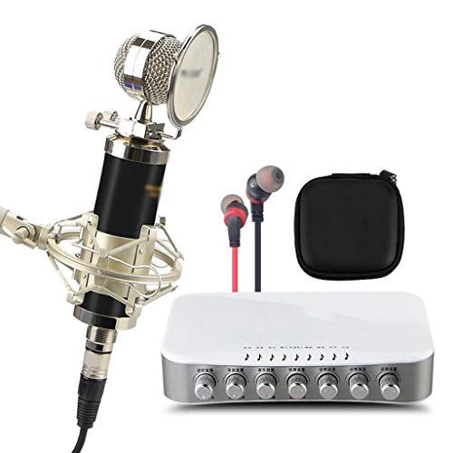 Mobile Computer-Kondensator-Mikrofon Soundkarte Set Anchor Recording-Equipment Live-Universal-Singen Externe Full Set (Color : Black)