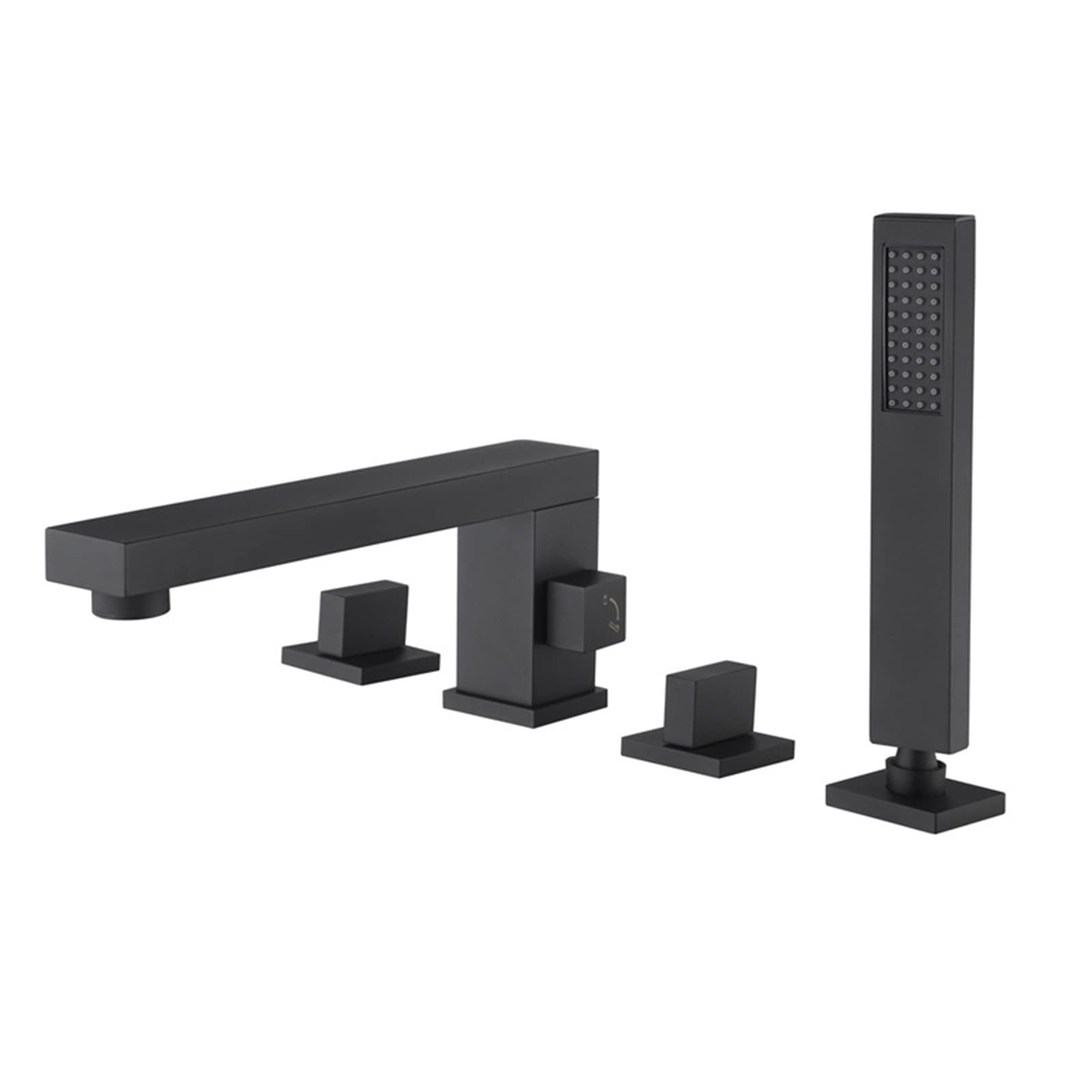 SBCGFY Black 4 Hole Bath Mixer Tap With Shower Set Tub Faucets With Shower Head And Hose For Bathroom,Black-Four Holes