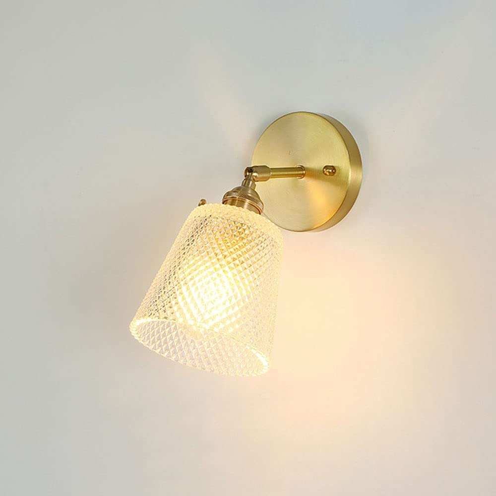 JKJZSALJ Brass Wall Light Glass Lampshade Hardwired Wall Sconce With Switch Rotatable Wall Mounted Lamp Indoor Lighting Fixture Headboard Lamps For Bedroom Living Room,C/B,C,C