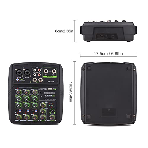 oneyuan Mixer de áudio de 4 canais Console de mixagem Tela LED de som integrada Conexão BT USB com E