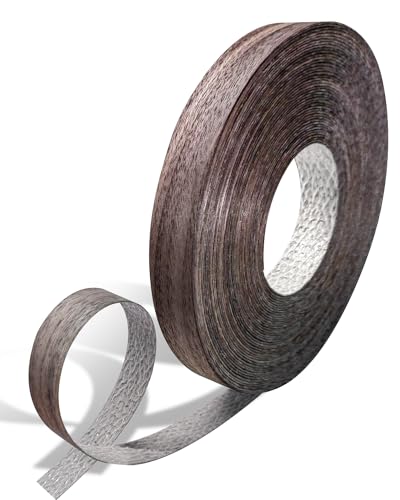 HGKJHF3/4 inch x 50 Foot roll pre Coated with hot melt Adhesive Solid Wood Flexible Veneer Edging, Simple Iron Solid Tape for Cabinet Repair and Furniture Repair (Walnut Wood, 3/4in*50ft)