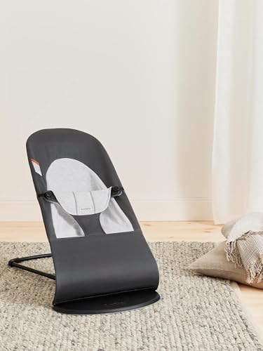 BabyBjörn Bouncer Balance Soft, Woven/Jersey, Dark Gray/Gray | 2-in-1 Adjustable Baby Bouncer Seat and Toddler Chair, Newborn to Toddler (8-29 lbs), 4 Positions, Lightweight & Portable