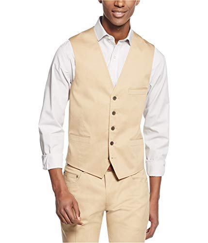 I-N-C Mens Collins Slim-Fit Five Button Vest, Beige, Medium