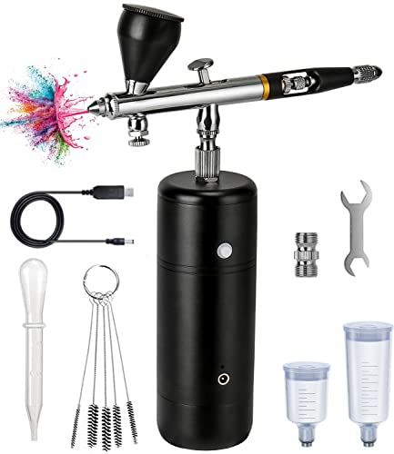 Kit de aerógrafo con compresor de mano, inalámbrico, mini cepillo de aire recargable, para pintura, tatuaje, arte de uñas, moda, maquillaje Cover