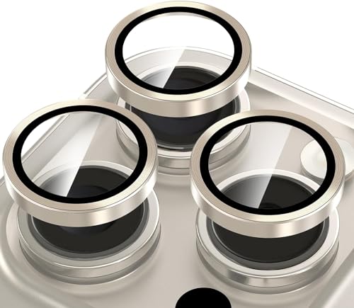 Image of Skinomi Camera Lens Protector Compatible with iPhone 15 pro [Anti-Scratch] Premium Tempered Glass Film Aluminum Alloy Lens Ring Cover, Gold Titanium