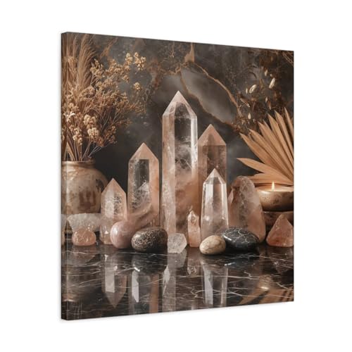 Tableau Nature Crystals rose brun pour habiller un mur vide au-dessus du canape