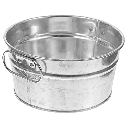 GLEAVI Multi Use Stainless Steel Snack Plate with Handle for Serving French Fries Chips and Candies at Parties and Gatherings Food Storage Bucket for Home Decor