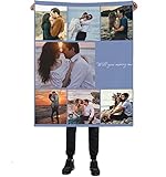 Manta Personalizada con Foto de Texto Franela Fleece Manta, Regalo Personalizadas Collage Mantas Imagen para Cumpleaños Familiar se Adapta a Sofá Sofá Dormitorio Sala de Estar