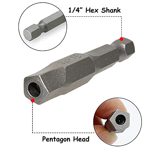 Saipe 10Pcs Magnetic Pentagon Head Screwdriver Bit Set Metric Sizes 1/4 Inch Hex Shank 5 Sided Security Tamper Proof Screw Driver Drill Bits, 50Mm/2Inch Length For Power Drills And Impact Drivers #TOP1