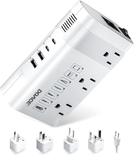 Image of DOACE 350W Voltage Converter US to Europe - 220V to 110V Converter for European Travel, Power Adapter Combo with PD Chargers for Hair Straightener Shaver Toothbrush CPAP Laptop Camera Phone