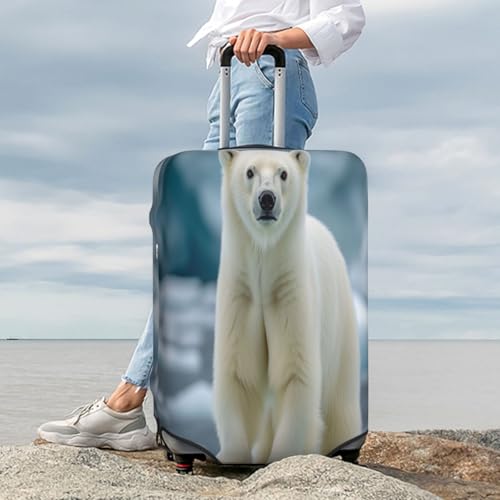 The Gaze of A Polar Bear Durable Luggage Cover Suitcase Protector Anti-Scratch Luggage Cover Fits 18-32inch Luggage, Black, L3