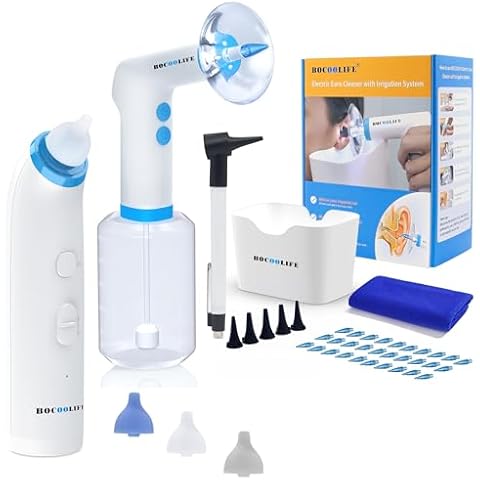 BOCOOLIFE Ear Irrigation Flushing System Electric Ear Wax Cleaner with BOCOOLIFE Ear Dryer for Swimmers Ear Water Removal Cover