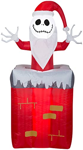 Gemmy Animated Christmas Airblown Inflatable Inflatable Jack Skellington in Chimney, red