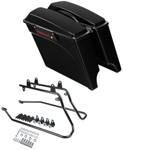 Alforjas rígidas extendidas de 5" con soportes de conversión negros para Harley Davidson Softail 1984-2017 modelos FLST FLSTC FLSTF FLSTN FLSTS color negro brillante miniatura 1