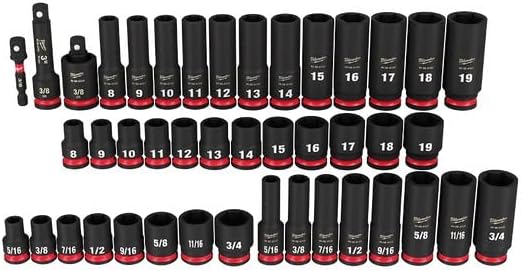 Milwaukee 49-66-7009 43PC SHOCKWAVE Impact Duty 3/8" Drive SAE & Metric Deep 6 Point Socket Set