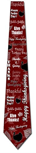 Three Rooker Happy Thanksgiving Turkey Fall Maroon Tie Mens Holiday Neckties #TOP3
