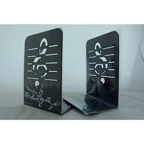 Black Treble Clef Metal Bookends Pair Cover