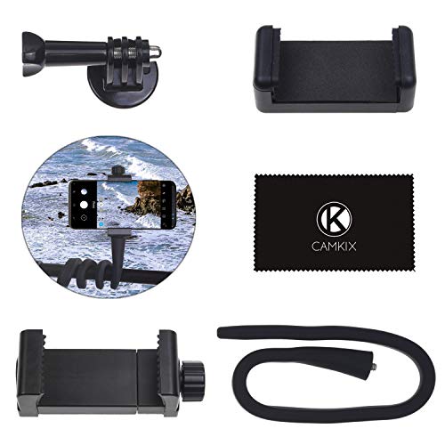 Camkix Flexible Smartphone Holder Stand - Wrap Around - 2X Phone Clip, 1X Action Camera Mount Compatible With Iphones, Android, Gopro, Arlo Baby Monitor - Home, Travel, Sports - Filming, Photography #TOP4