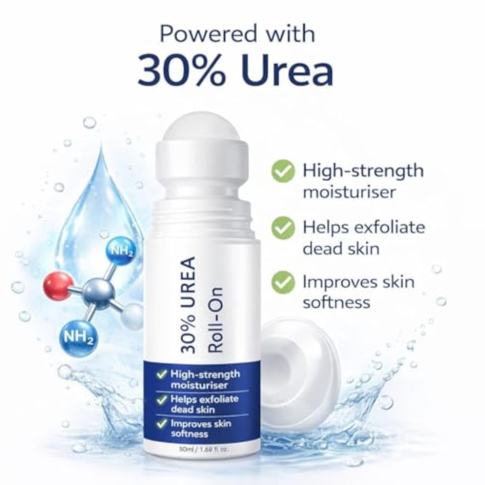 30% Urea Foot Cream Roll On for Dry & Cracked Heels