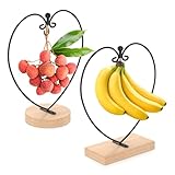 Muyoka 2Pack Bananna Holder Stand, 360° Rotating Bananas Hook, Ornament Display Metal Banana Hanger, Love Shape Banana Tree Holder to Keep Bananas Fresh