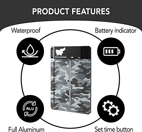 Run-Chicken Door (Camo Gray) Automatic Chicken Coop Door Opener With Timer, Programmable Light Sensor, Battery Powered, Delay Options, Aluminum Door, Automatic Chicken Door Opener Model T50 #TOP1