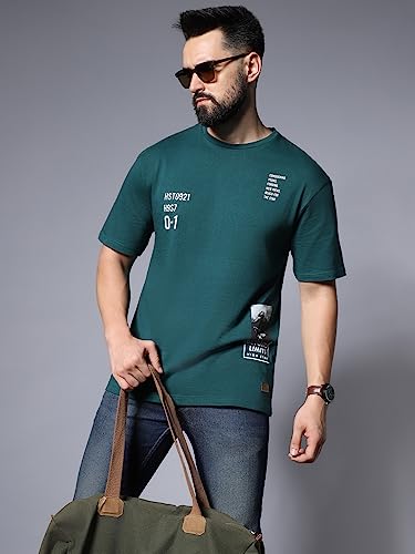 Image of HIGH STAR Men's Typography Applique Regular Fit T-Shirt