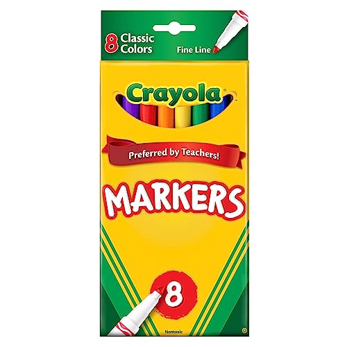 Feutres fins Crayola pour des contours parfaits sans bavure lot de 8 couleurs classiques