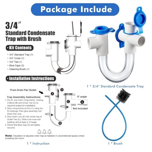 Solutions de condensat et kit de plomberie universel avec siphon de vidange