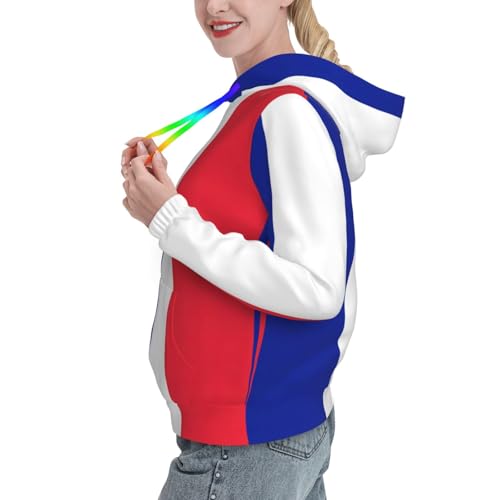 Sweat à capuche drapeau français femme avec poche pull imprimé doux