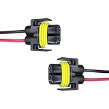 Dewkou 2 PCS H11 Headlight Wire Socket Connector, Extension Wiring Harness Sockets with Wires, Multi-Purpose Pigtail Adapter Plug for Fog Light High Low Beam Bulb (Black), DWLJX913BL-2PS